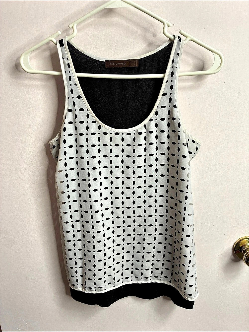 The Limited Geometric Layered Tank Top in White & Black Size S